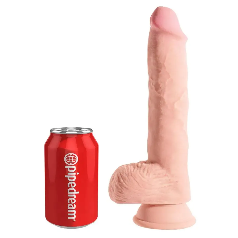 10.5-inch Flesh Pink Penis Dildo with Suction Cup Base and Balls