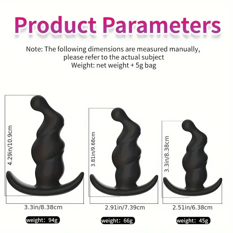 3pcs Unisex Soft Silicone Anchor Shaped Comfy Erogenous Anal Plugs