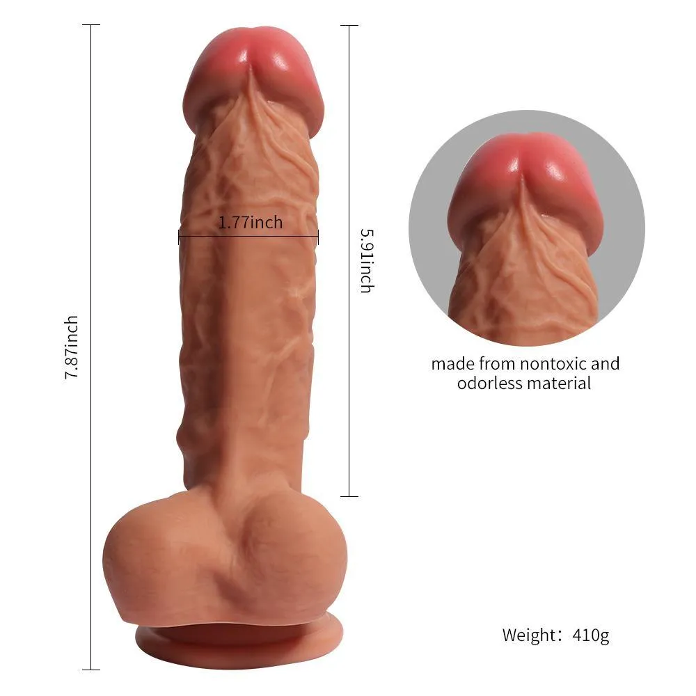 7.87 inch Realistic Dildo Body-Safe Material Lifelike Huge Penis