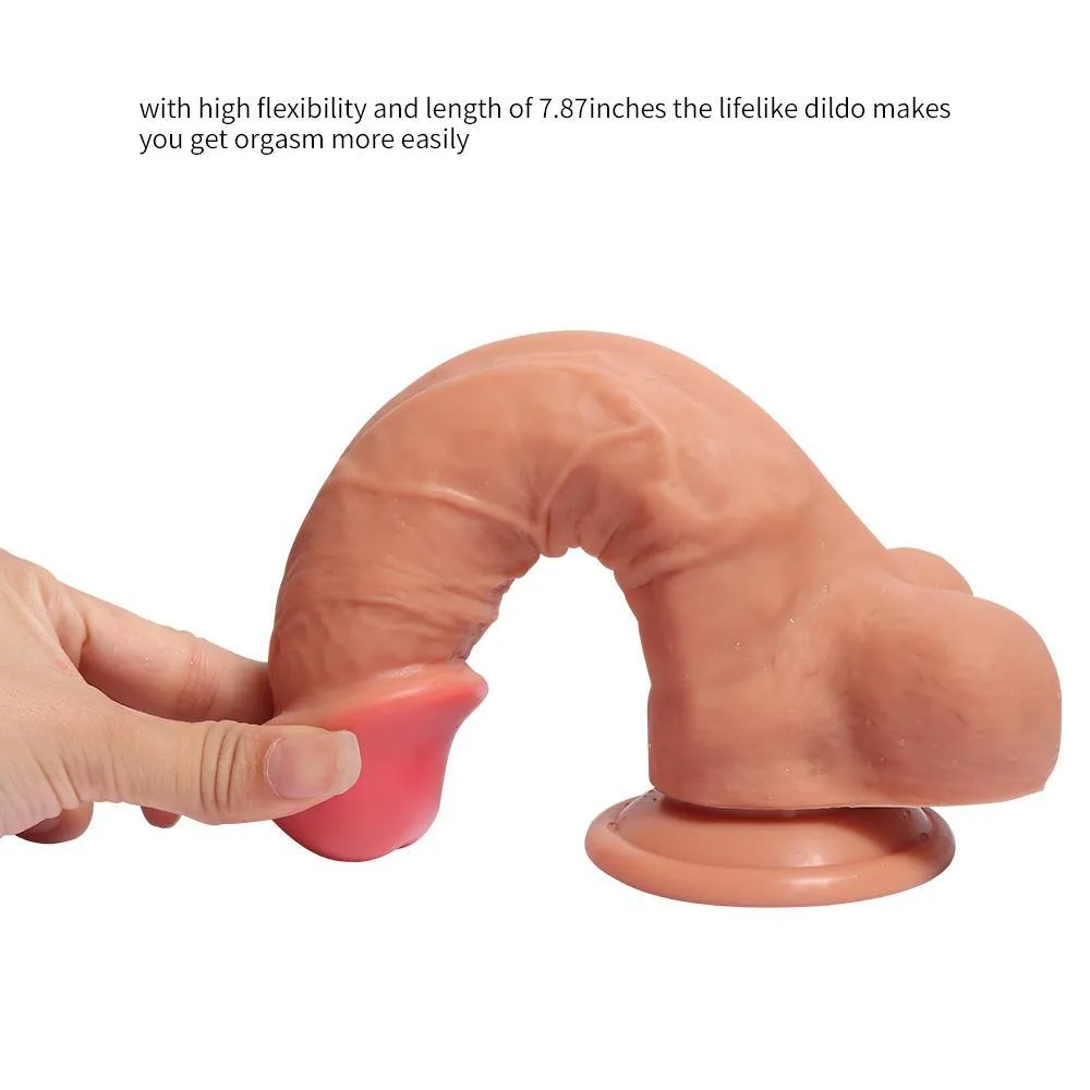 7.87 inch Realistic Dildo Body-Safe Material Lifelike Huge Penis
