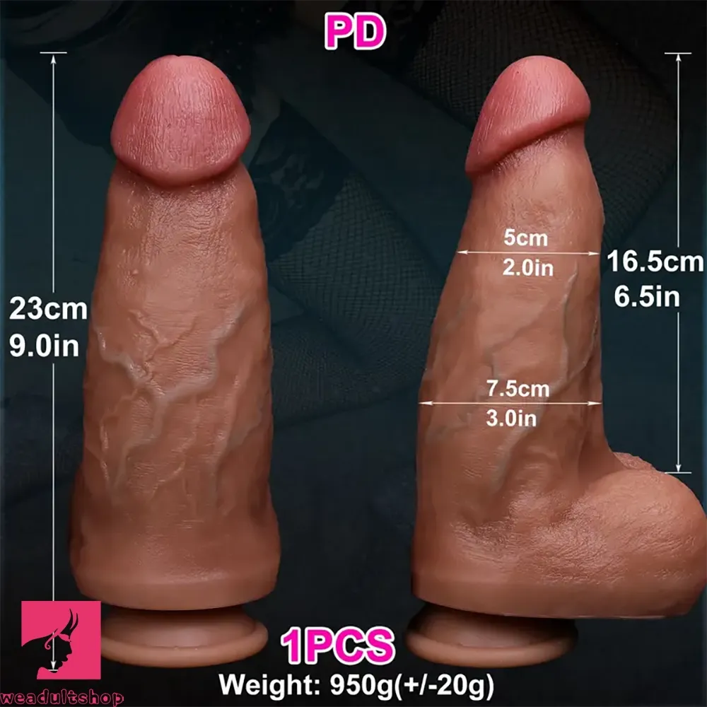 8.5in 9in 9.4in Thick Big Feeling Silicone Soft Dual Density Massage Dildo