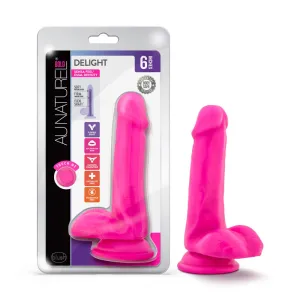 Au Naturel Bold Delight 6 in. Posable Dual Density Dildo with Balls Pink