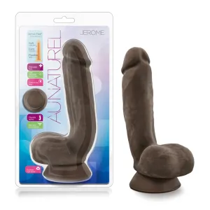 Au Naturel Jerome 8.5 in. Posable Dual Density Dildo with Balls Brown
