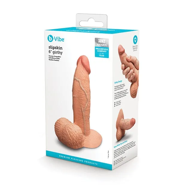 B Vibe - Slipskin 6 Girthy Realistic Dildo (Mocha)