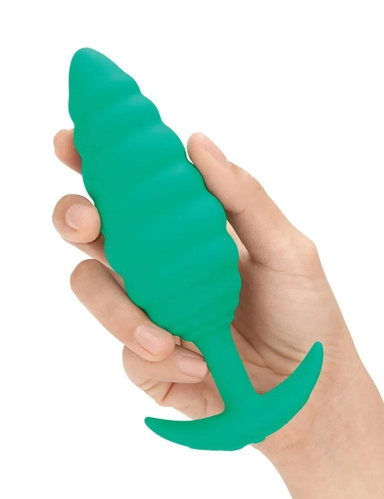 b-Vibe Texture Butt Plug Twist. Green. Large