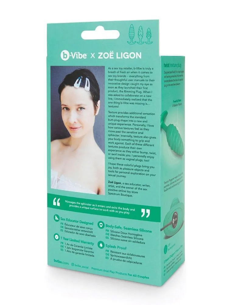 b-Vibe Texture Butt Plug Twist. Green. Large