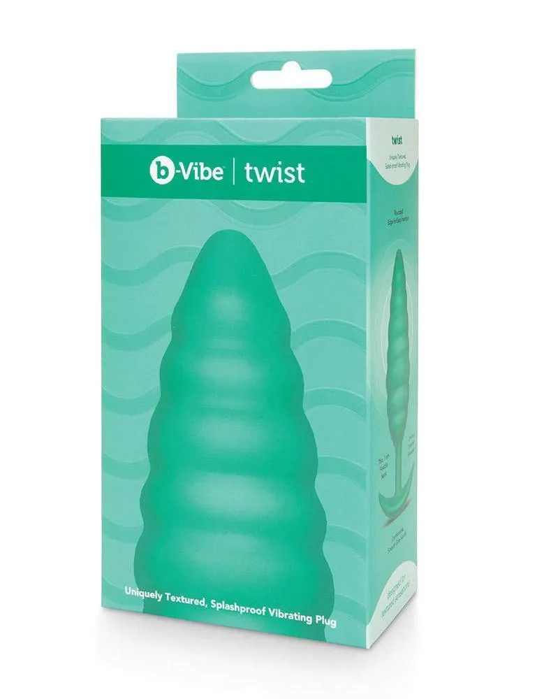 b-Vibe Texture Butt Plug Twist. Green. Large