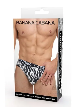 Banana Cabana Bikini Lg/xl Blk/wht