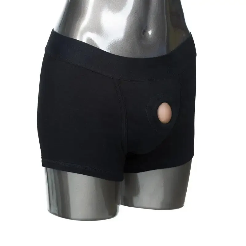 Black Boxer Packer Brief Harness with Reinforced O-ring. M-l