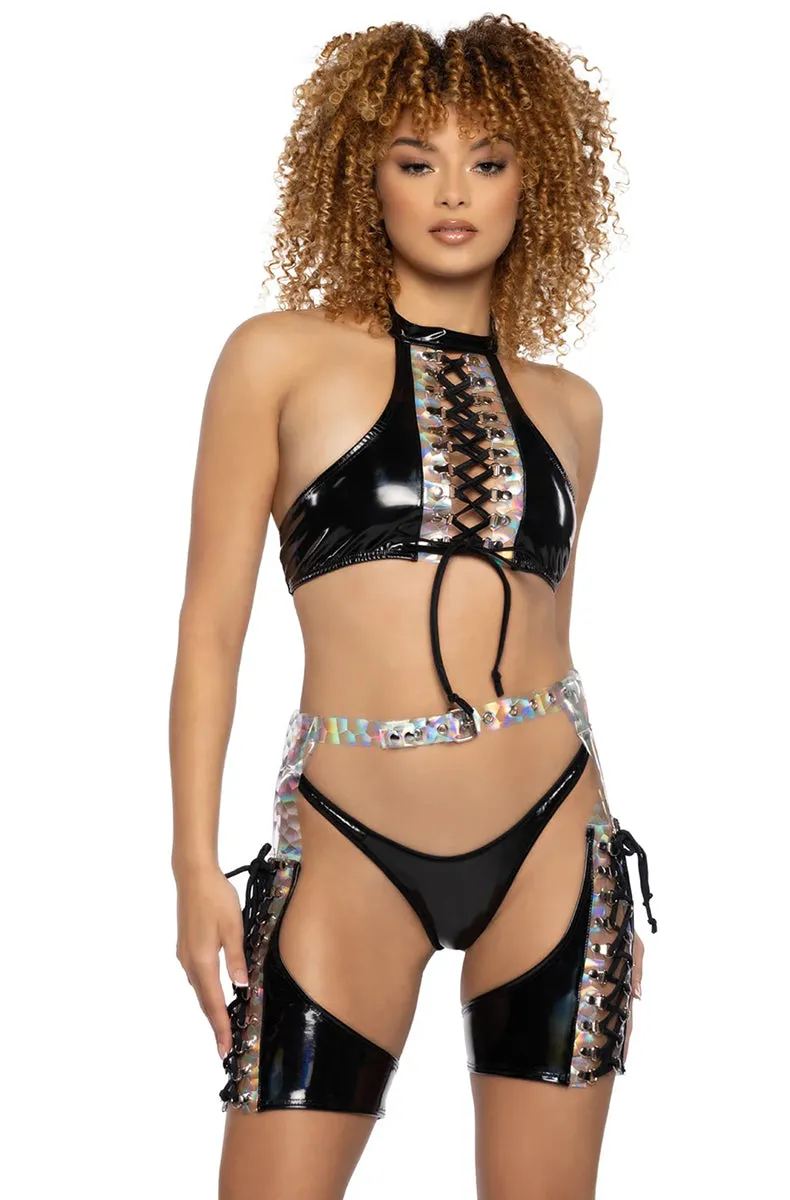 Black Prism Lace Up Top