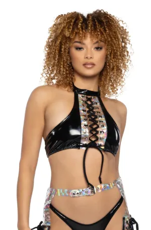 Black Prism Lace Up Top