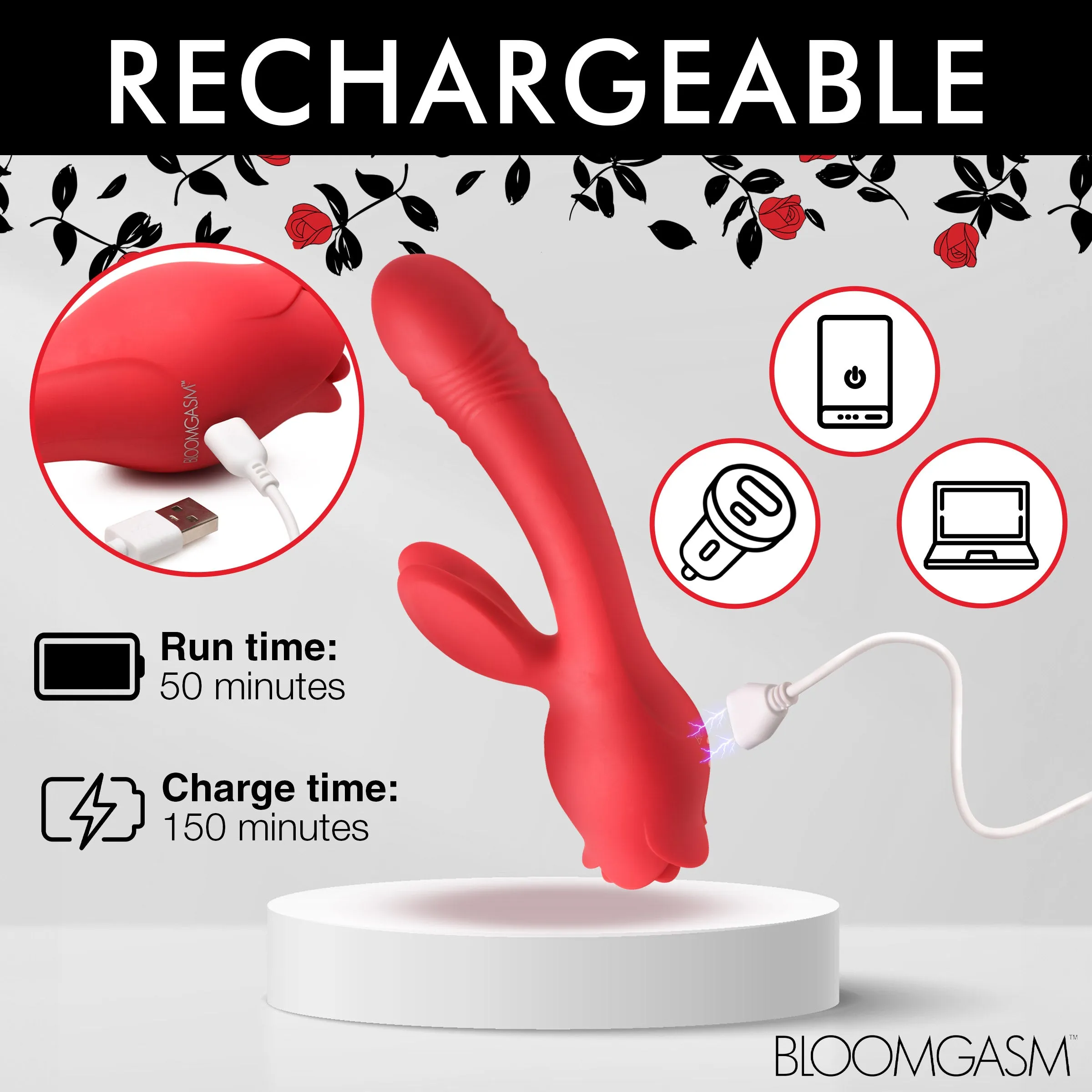 Blooming Bunny Sucking And Thrusting Silicone Rabbit Vibrator