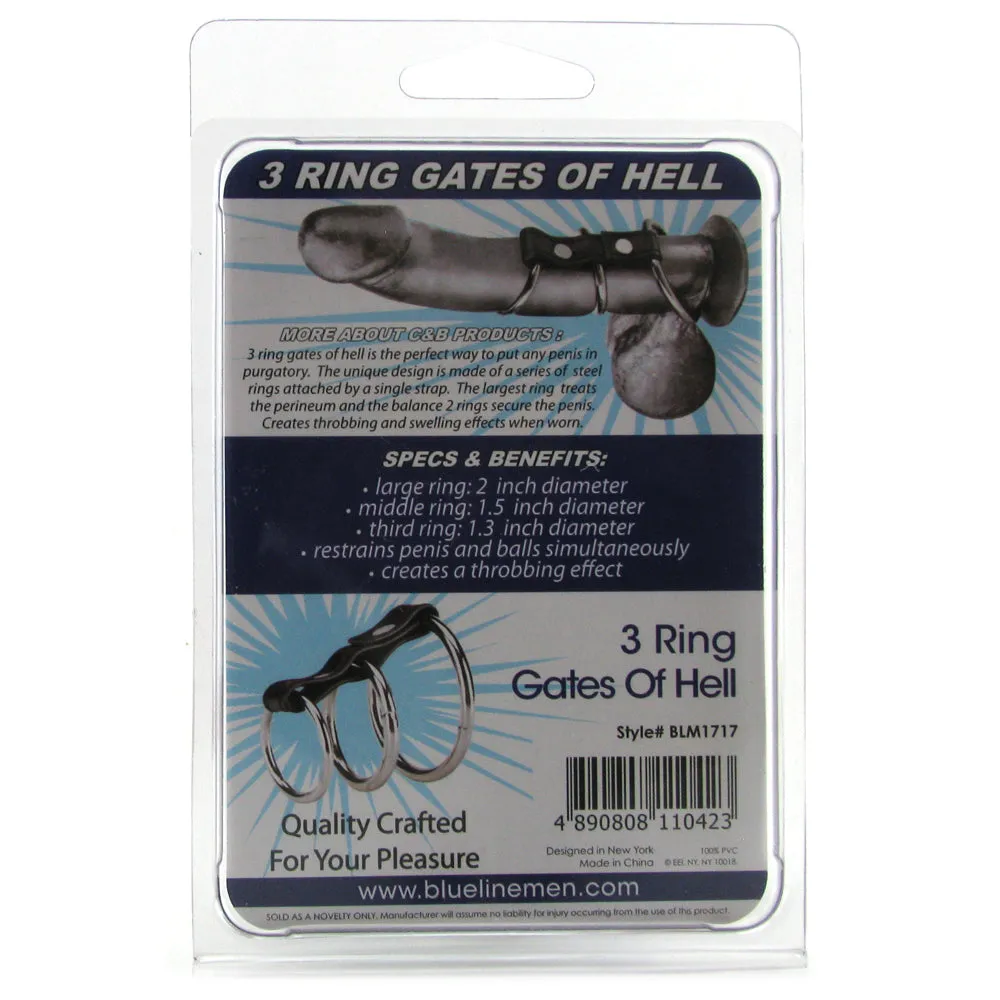 Blue Line 3 Ring Gates of Hell Cock & Ball Cage