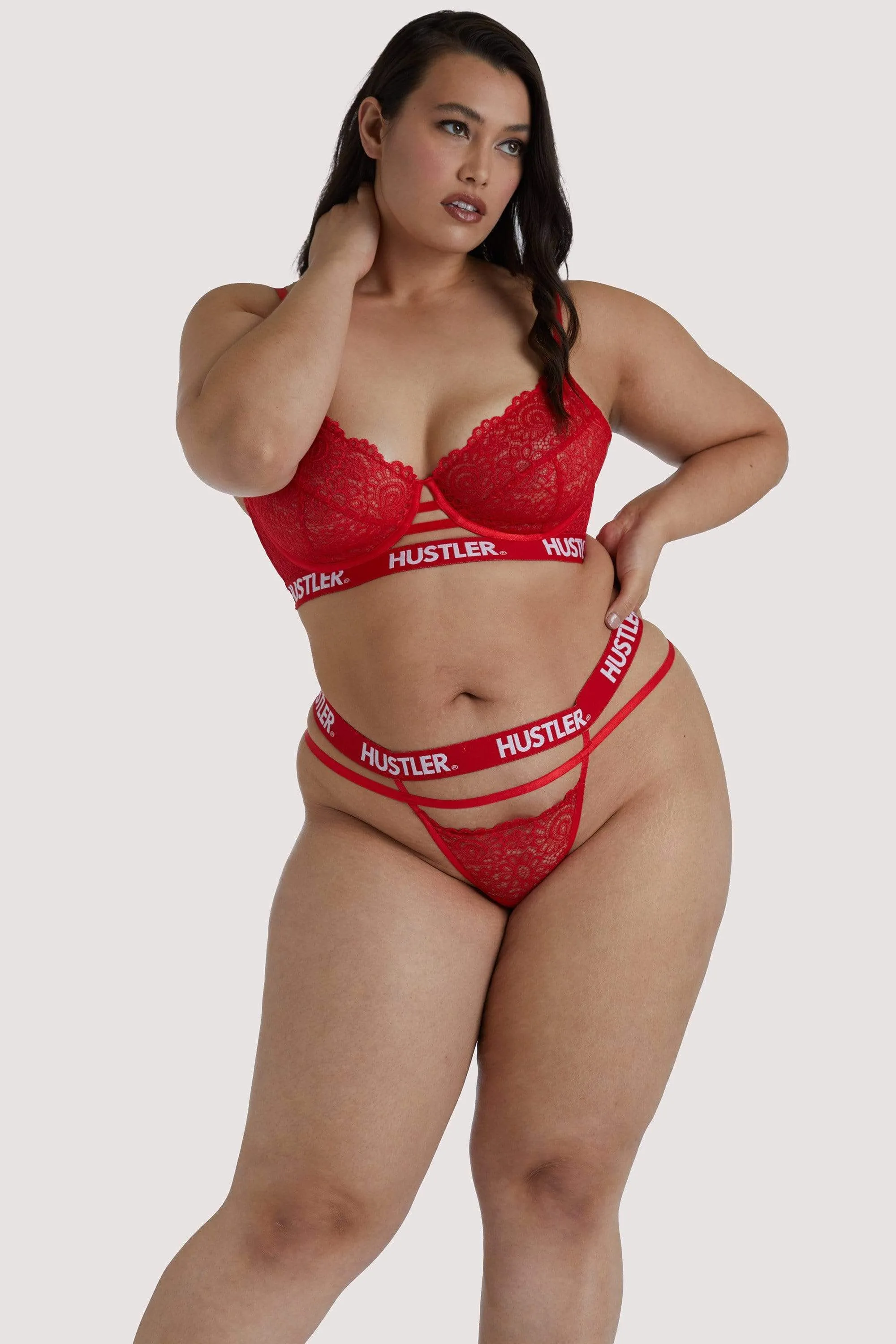 Branded Red Lace Thong