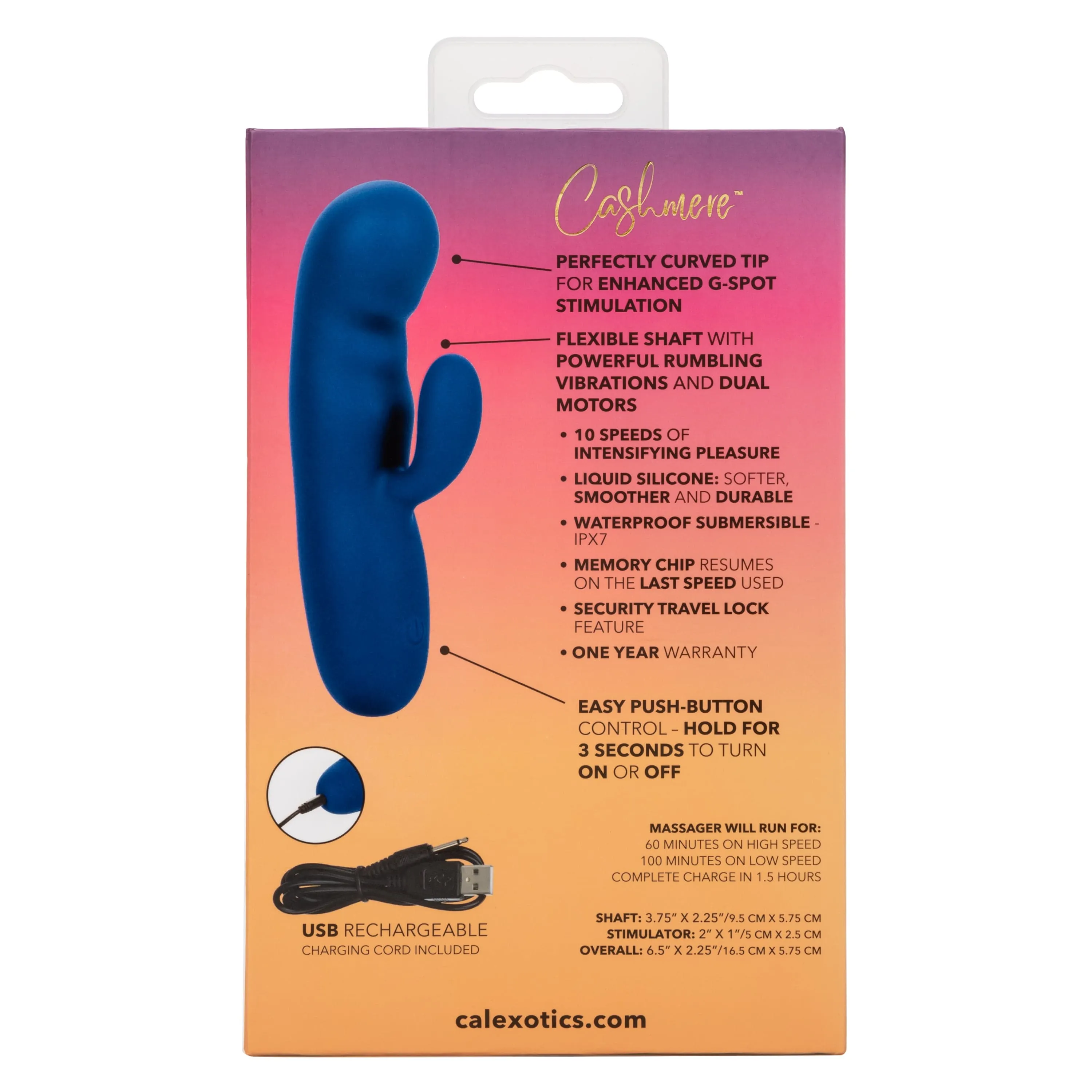 California Exotics - Cashmere Silk Duo Rabbit Vibrator (Blue)