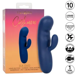California Exotics - Cashmere Silk Duo Rabbit Vibrator (Blue)
