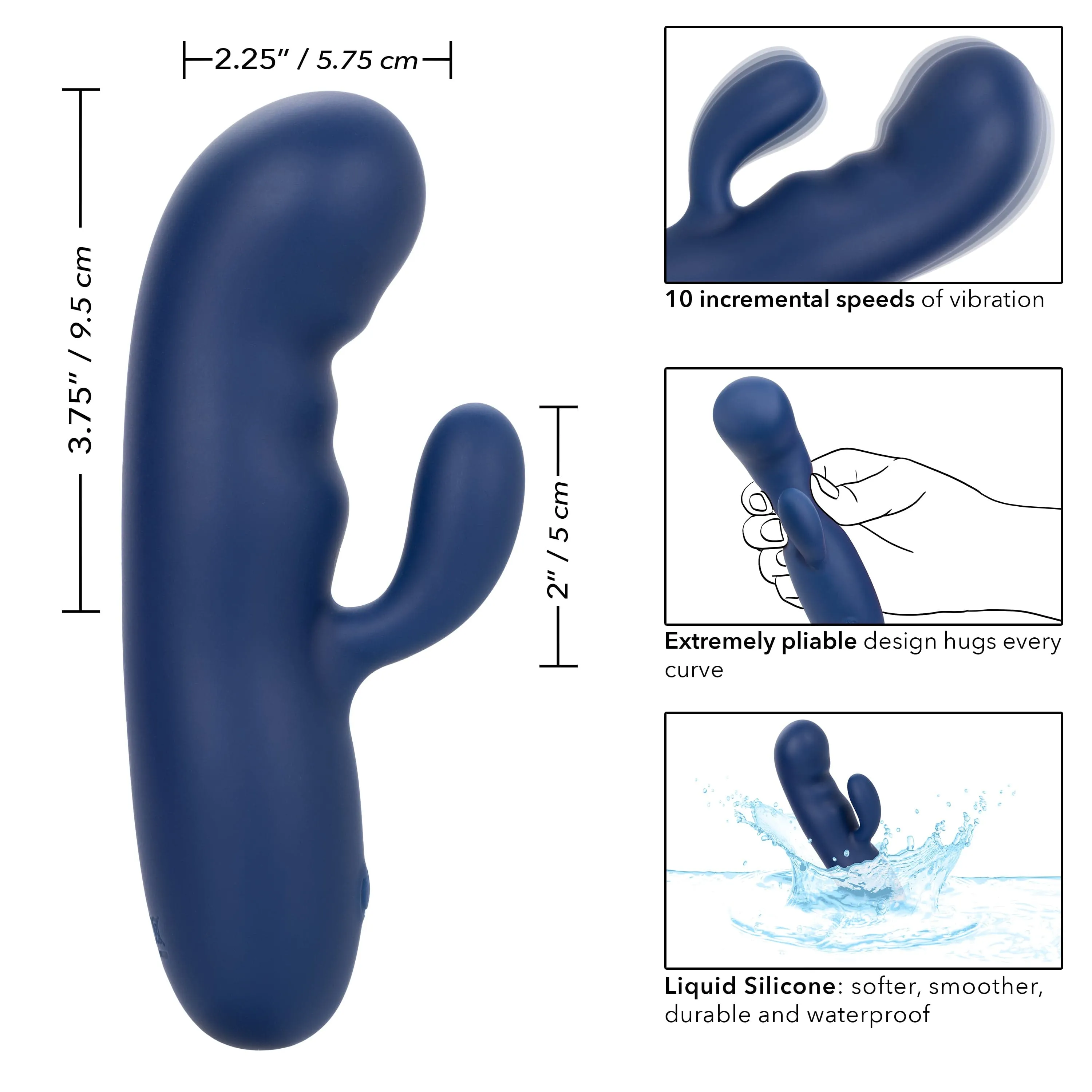 California Exotics - Cashmere Silk Duo Rabbit Vibrator (Blue)