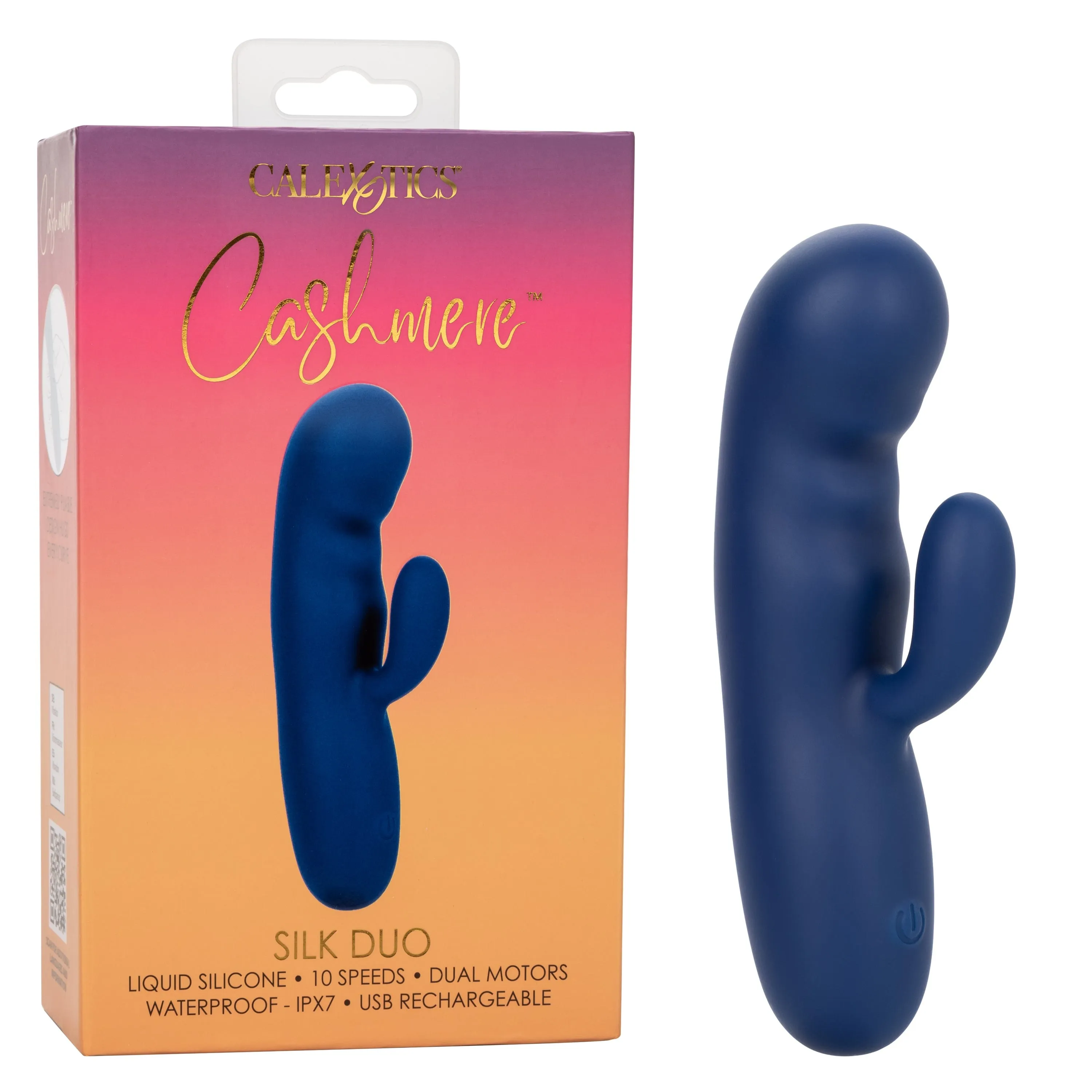 California Exotics - Cashmere Silk Duo Rabbit Vibrator (Blue)