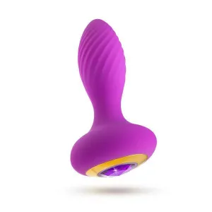 Charm Vibrating Textured Silicone Butt Plug in Amethyst