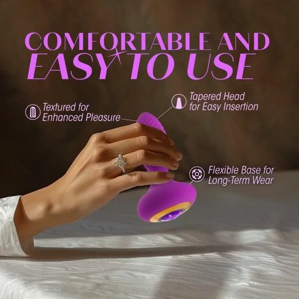 Charm Vibrating Textured Silicone Butt Plug in Amethyst