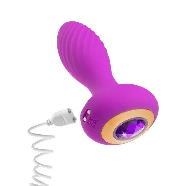 Charm Vibrating Textured Silicone Butt Plug in Amethyst