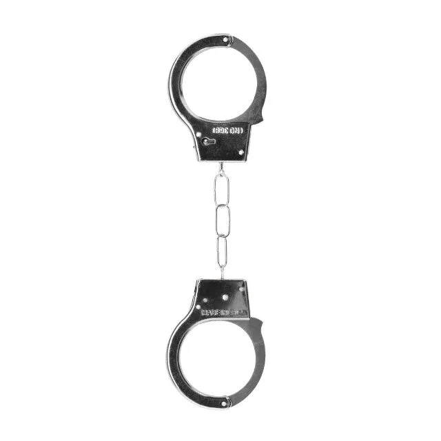 Curea sexy OUCH! Cuff Belt. pentru jocuri erotice BDSM. cu cătușe și inele de prindere. mărime ajustabilă. negru cu argintiu
