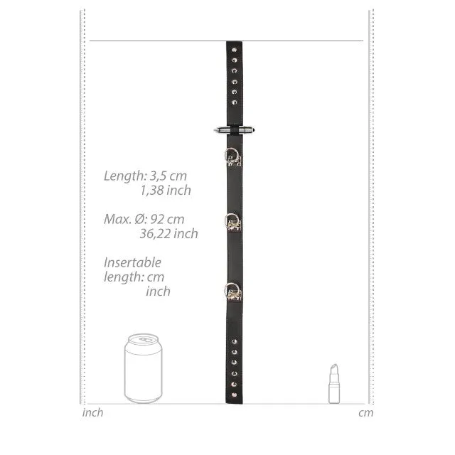 Curea sexy OUCH! Cuff Belt. pentru jocuri erotice BDSM. cu cătușe și inele de prindere. mărime ajustabilă. negru cu argintiu