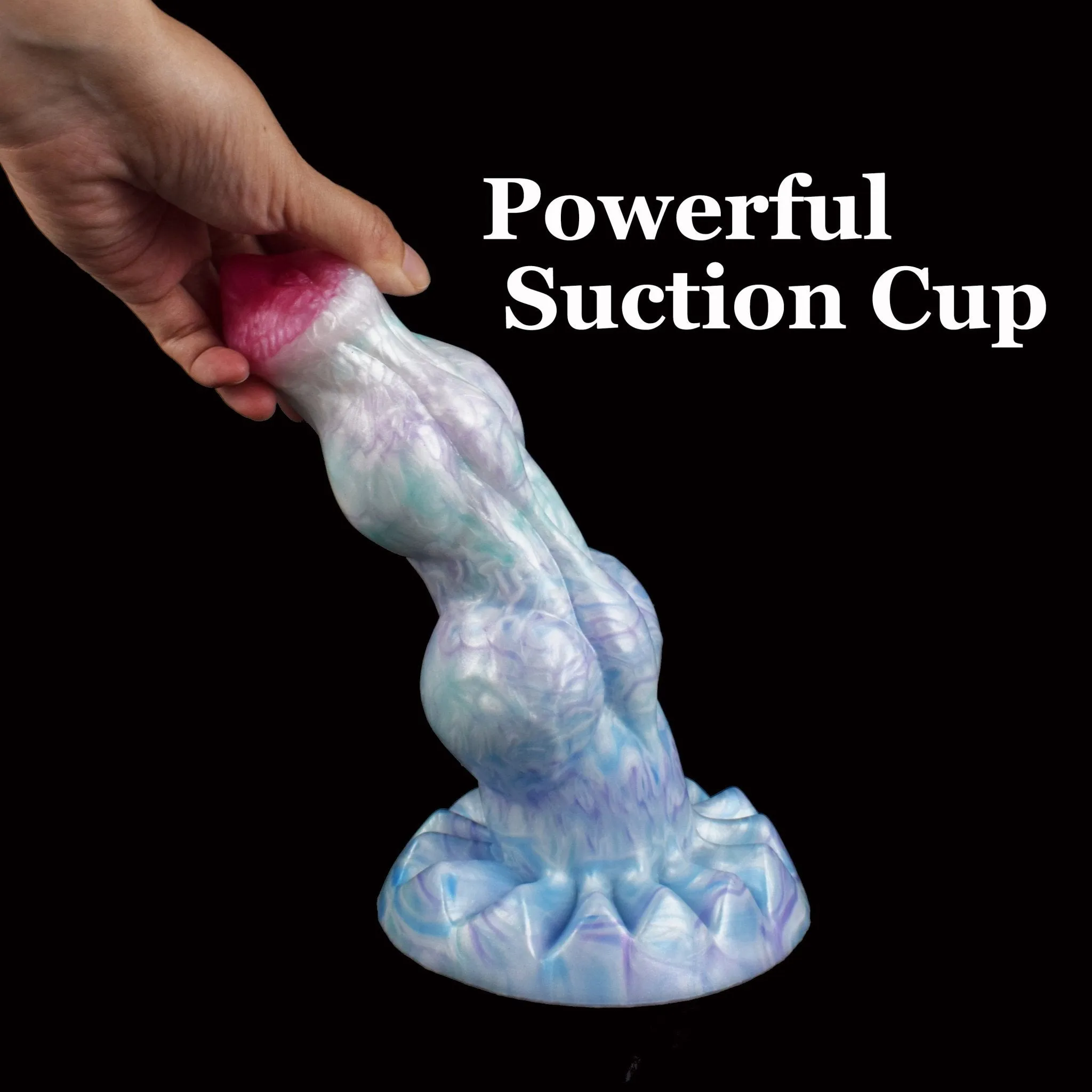 Cyan Thick Beast Penis Huge Knot Ice Dragon Series Dildo With Suction Cup