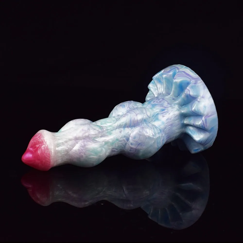 Cyan Thick Beast Penis Huge Knot Ice Dragon Series Dildo With Suction Cup