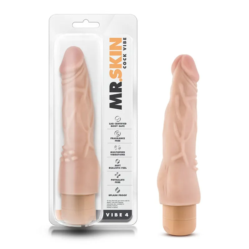 Dr. Skin Vibe 4 Realistic 8 in. Vibrating Dildo Beige