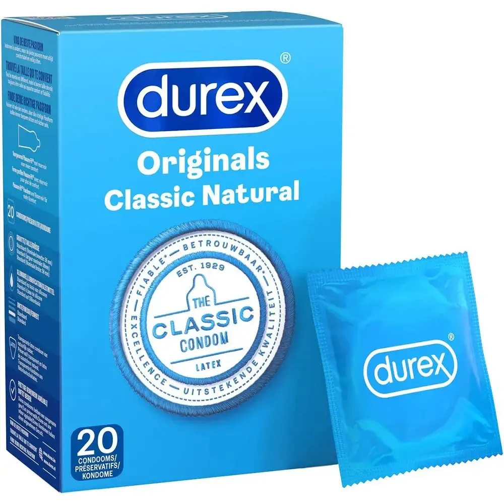 Durex Latex Classic Male Natural Condoms 20 Pack