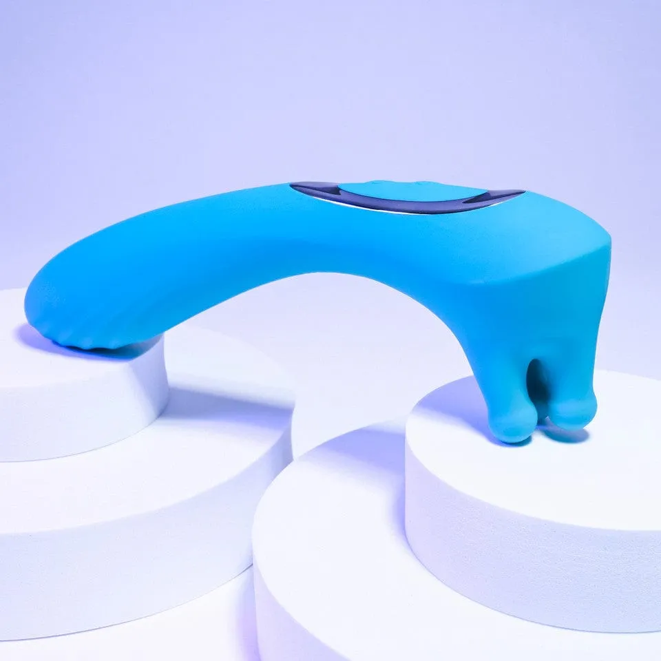 Evolved - Heads Or Tails Vibrating Dildo Clit Massager (Blue)