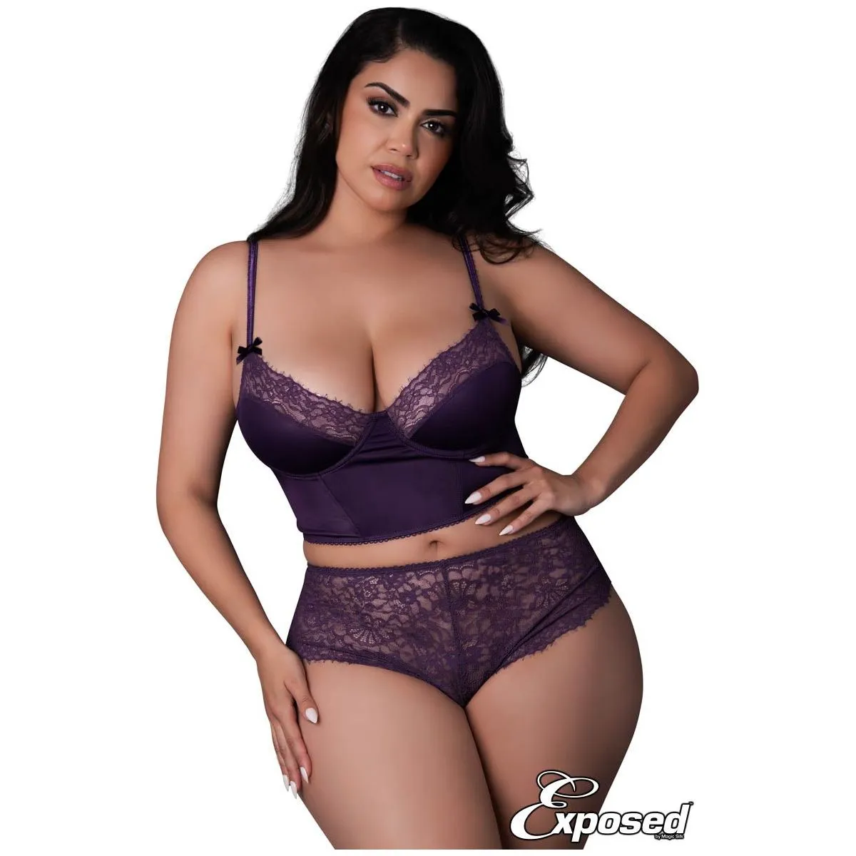 Exposed Wet Look Top & Bottoms Set by Magic Silk