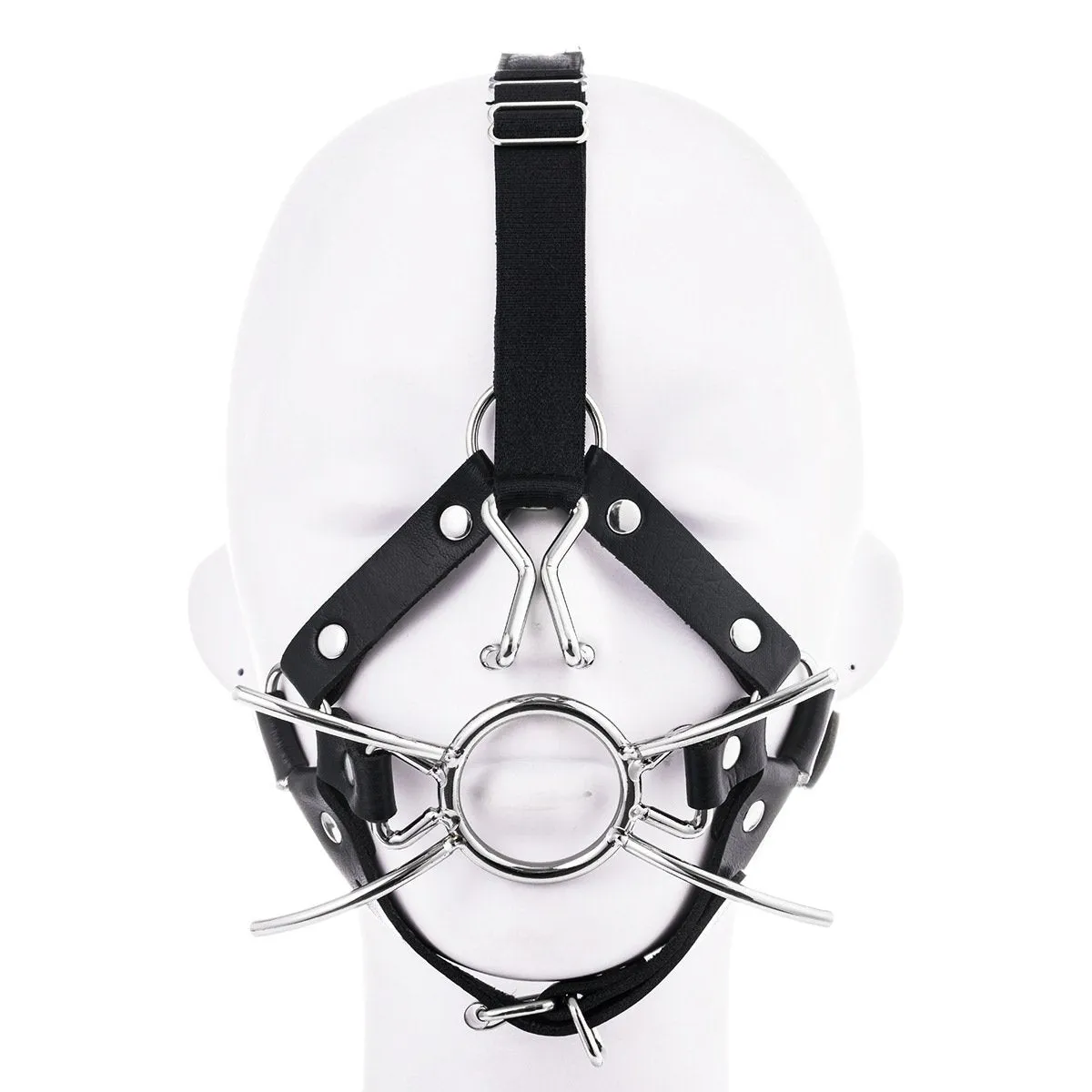 Faux Leather Harness-shaped Metal Flail Hanging Nose Hook Mouth Gag