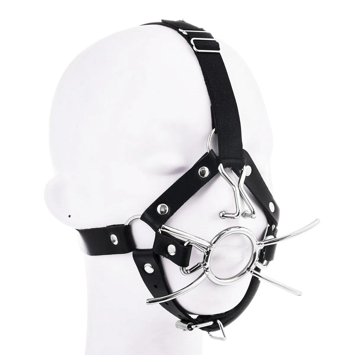 Faux Leather Harness-shaped Metal Flail Hanging Nose Hook Mouth Gag