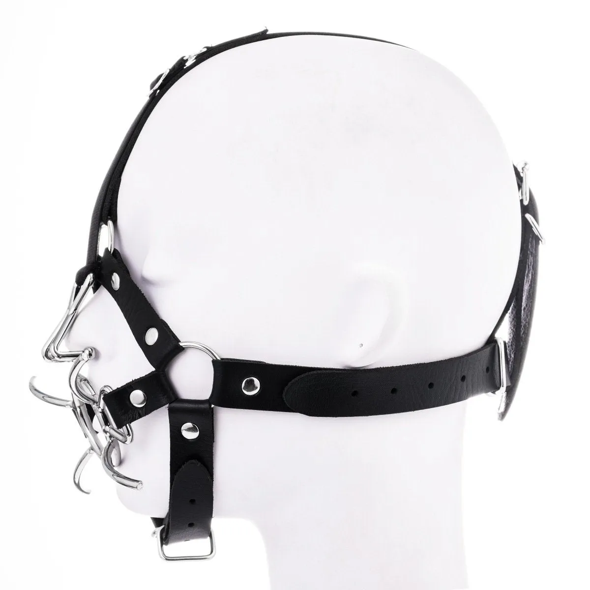 Faux Leather Harness-shaped Metal Flail Hanging Nose Hook Mouth Gag