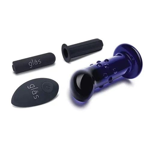Glas - Remote Control Rechargeable Vibrating Glass Dotted G Spot P Spot Plug 4 (Blue)