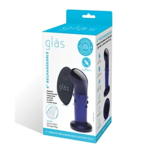 Glas - Remote Control Rechargeable Vibrating Glass Dotted G Spot P Spot Plug 4 (Blue)