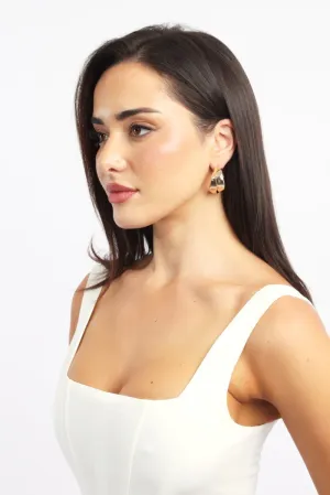 Gold Thick Crossover Hoop Earrings