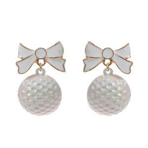 Golf Ball Shaped Color Coating Earring - White