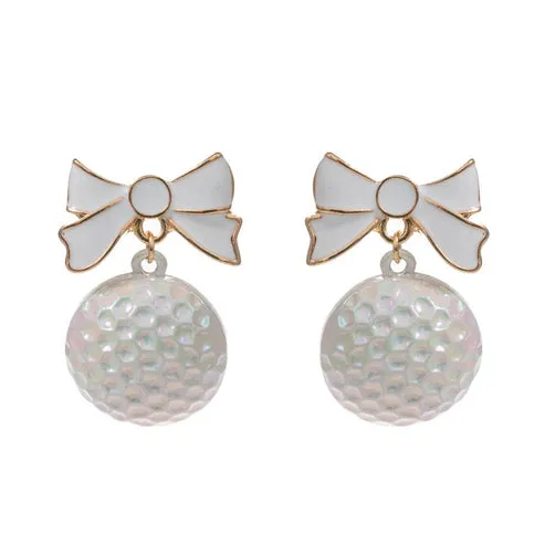 Golf Ball Shaped Color Coating Earring - White