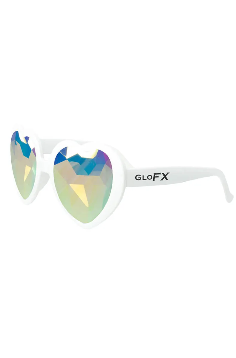 Heart Shaped Kaleidoscope Glasses in White