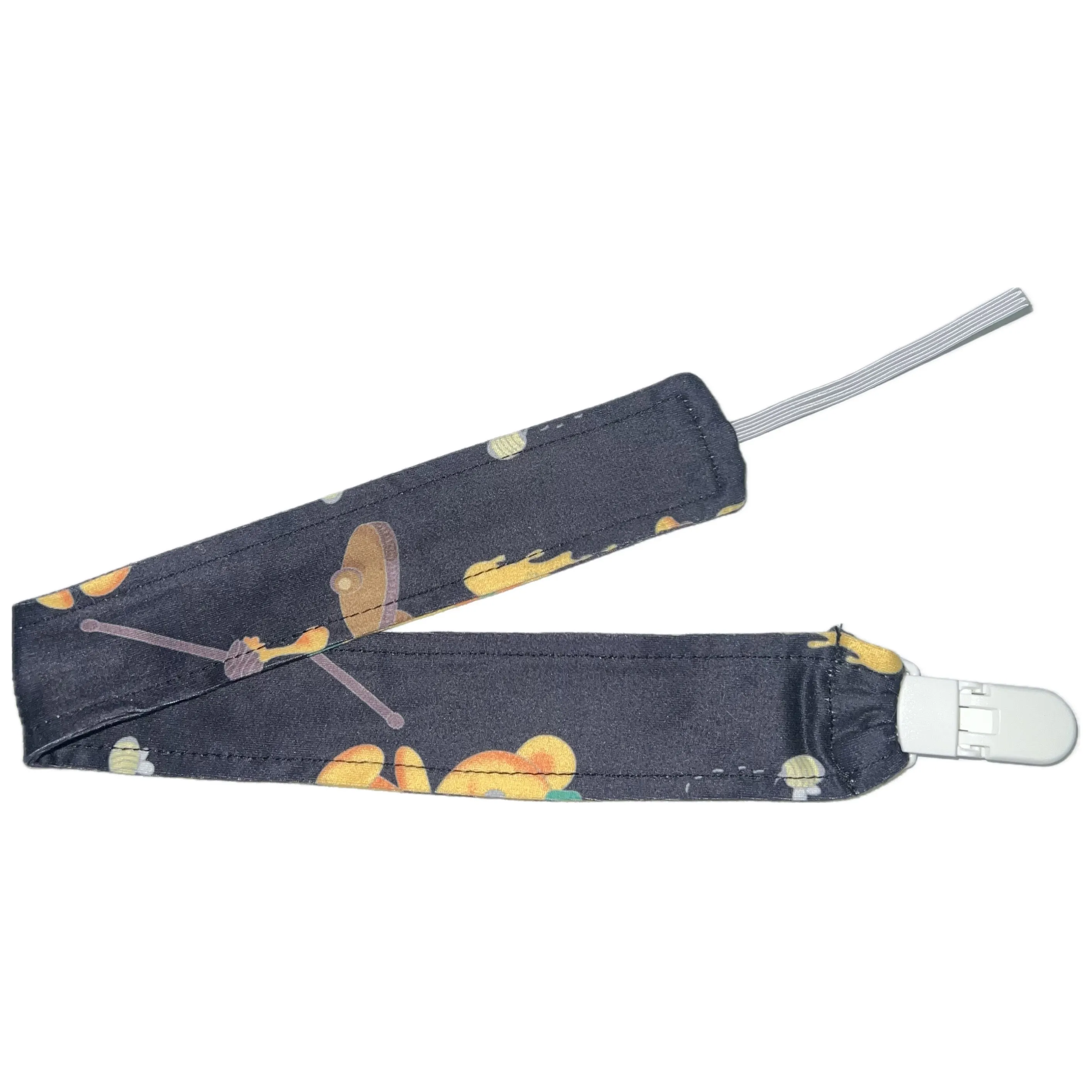 Hunny Bunny Black Fabric Pacifier Clips