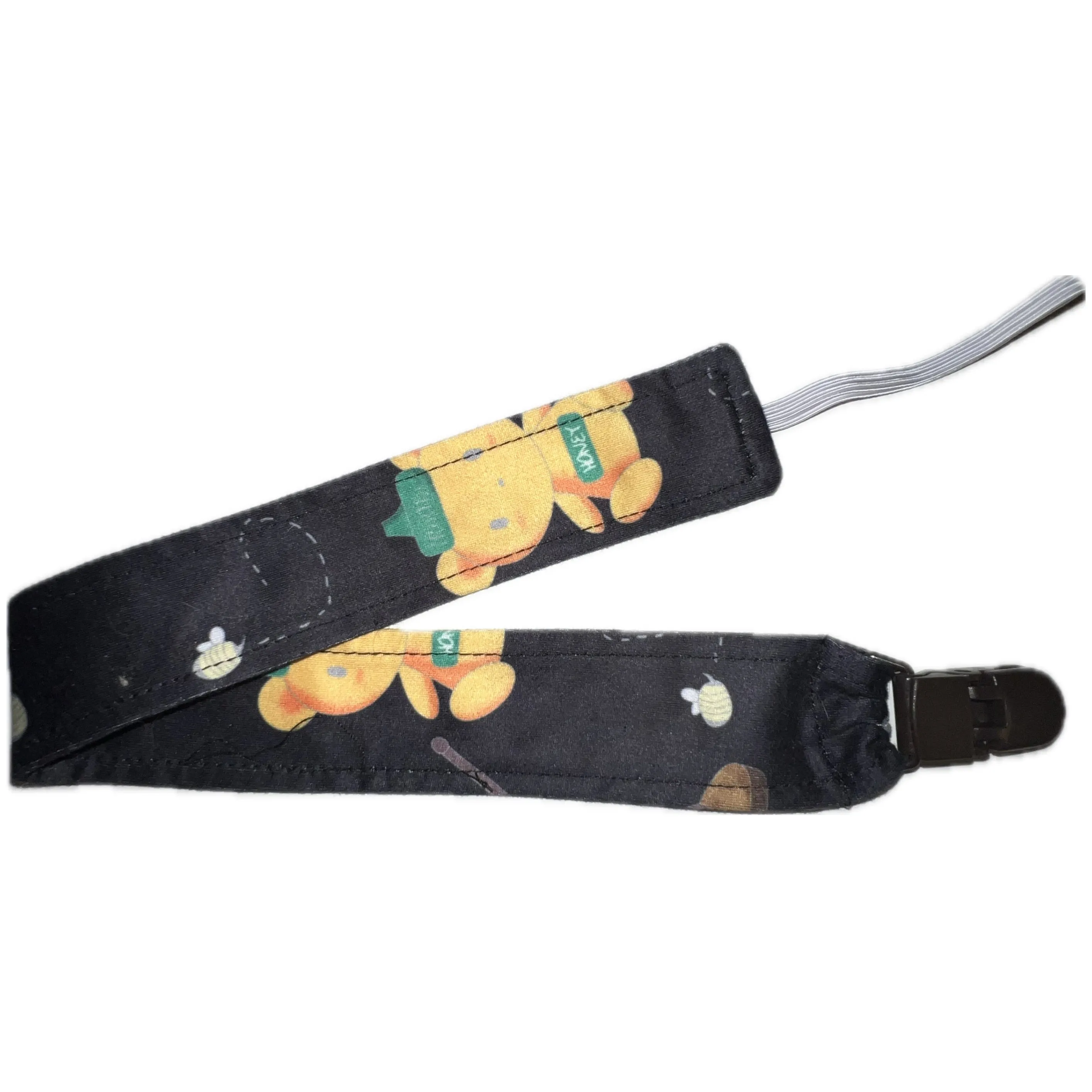 Hunny Bunny Black Fabric Pacifier Clips