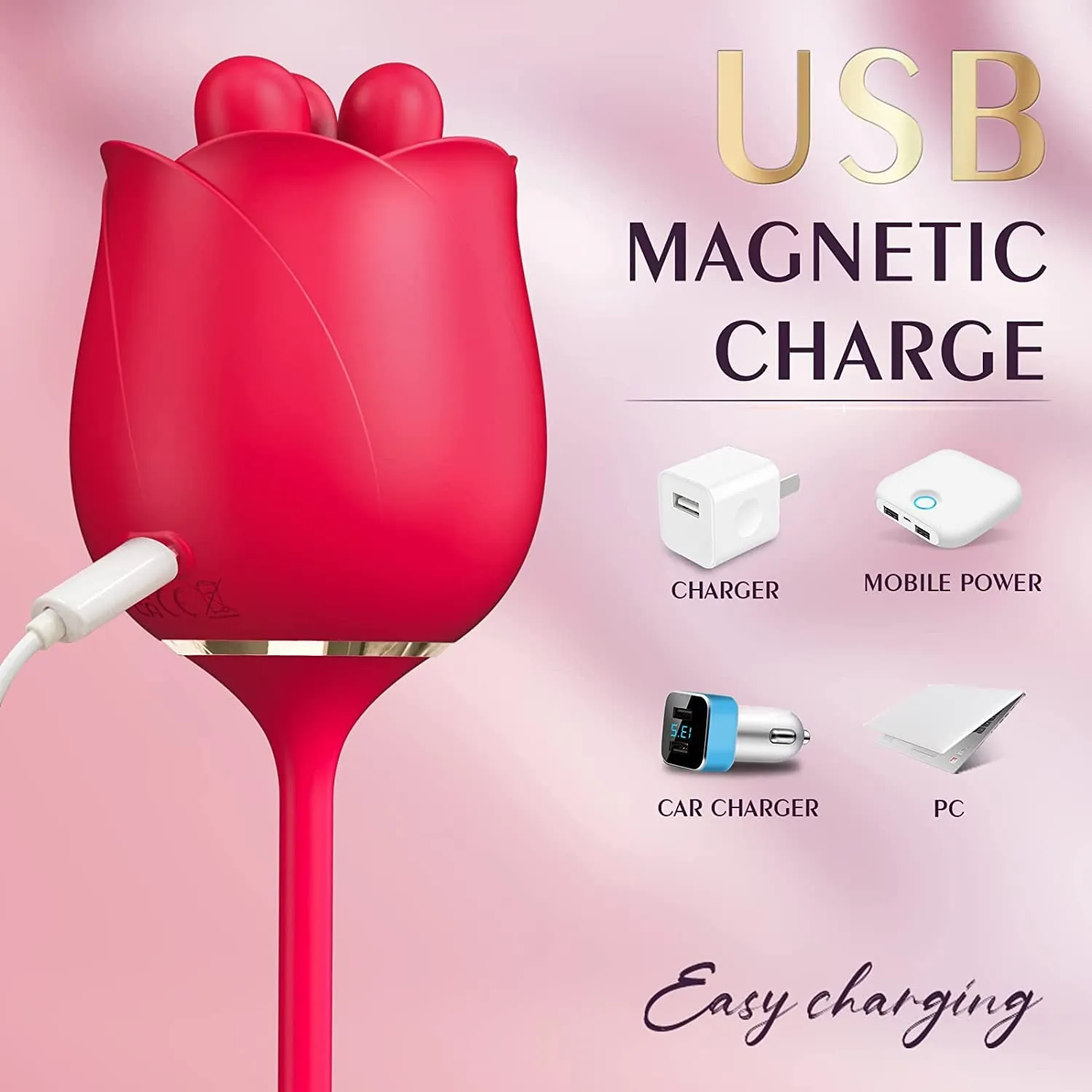 KittyRose - Rotating Rose Toy & Thrusting Vibrator 