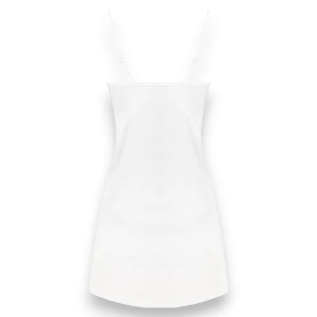 Lenjerie sexy 3 piese LIVCO CORSETTI Jacqueline Ecru. set cu halat. rochie și chilot tanga din satin. culoare alb. mărime L/XL