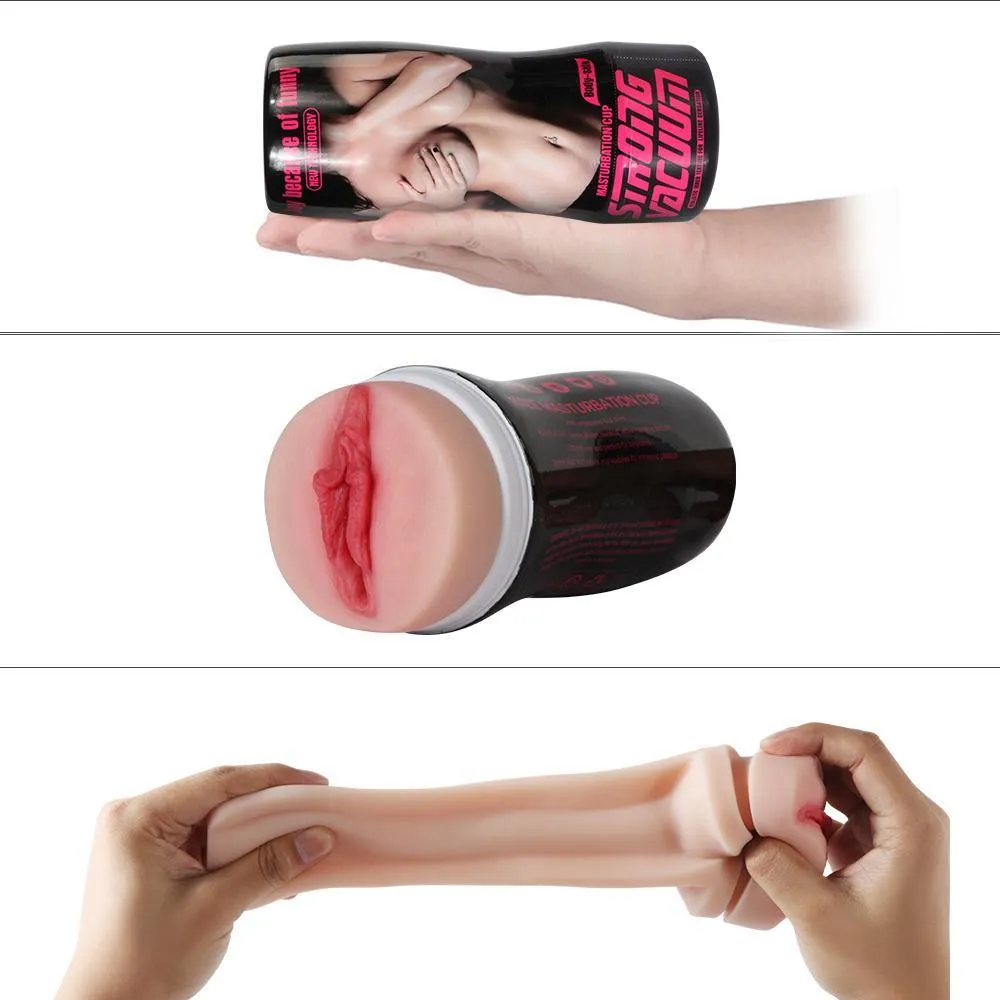 Lifelike Male Masturbator Pocket Pussy 3D Realistic Textured Powerful Suck Vagina