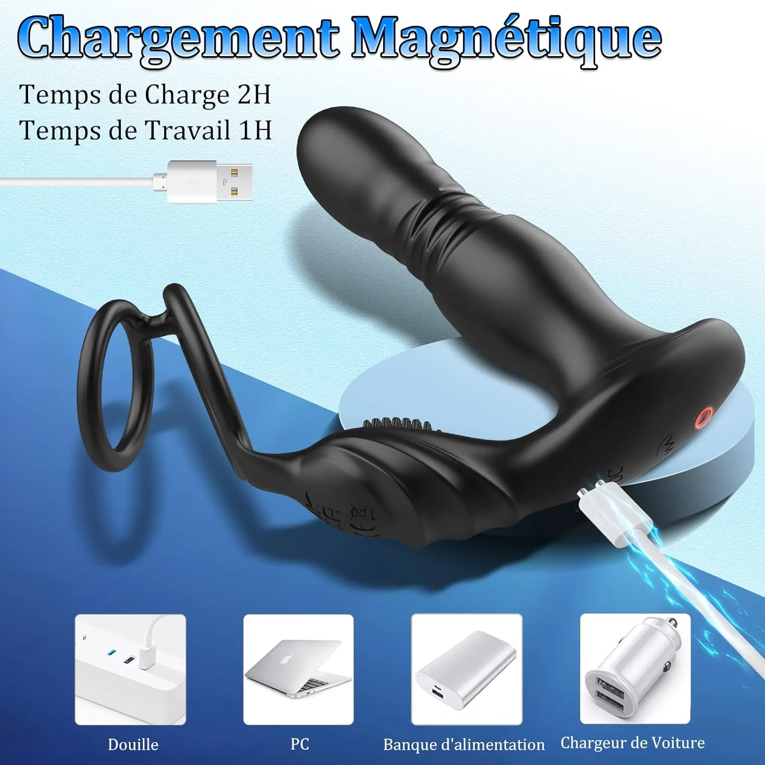Lust - Prostate Massager with Penis Ring. Anal Plug Vibrator For All
