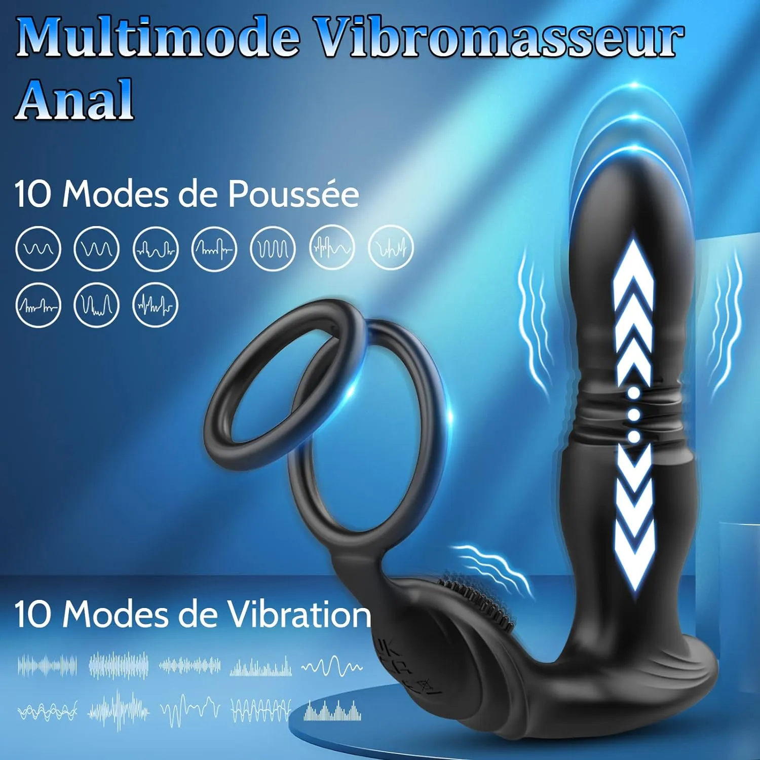 Lust - Prostate Massager with Penis Ring. Anal Plug Vibrator For All