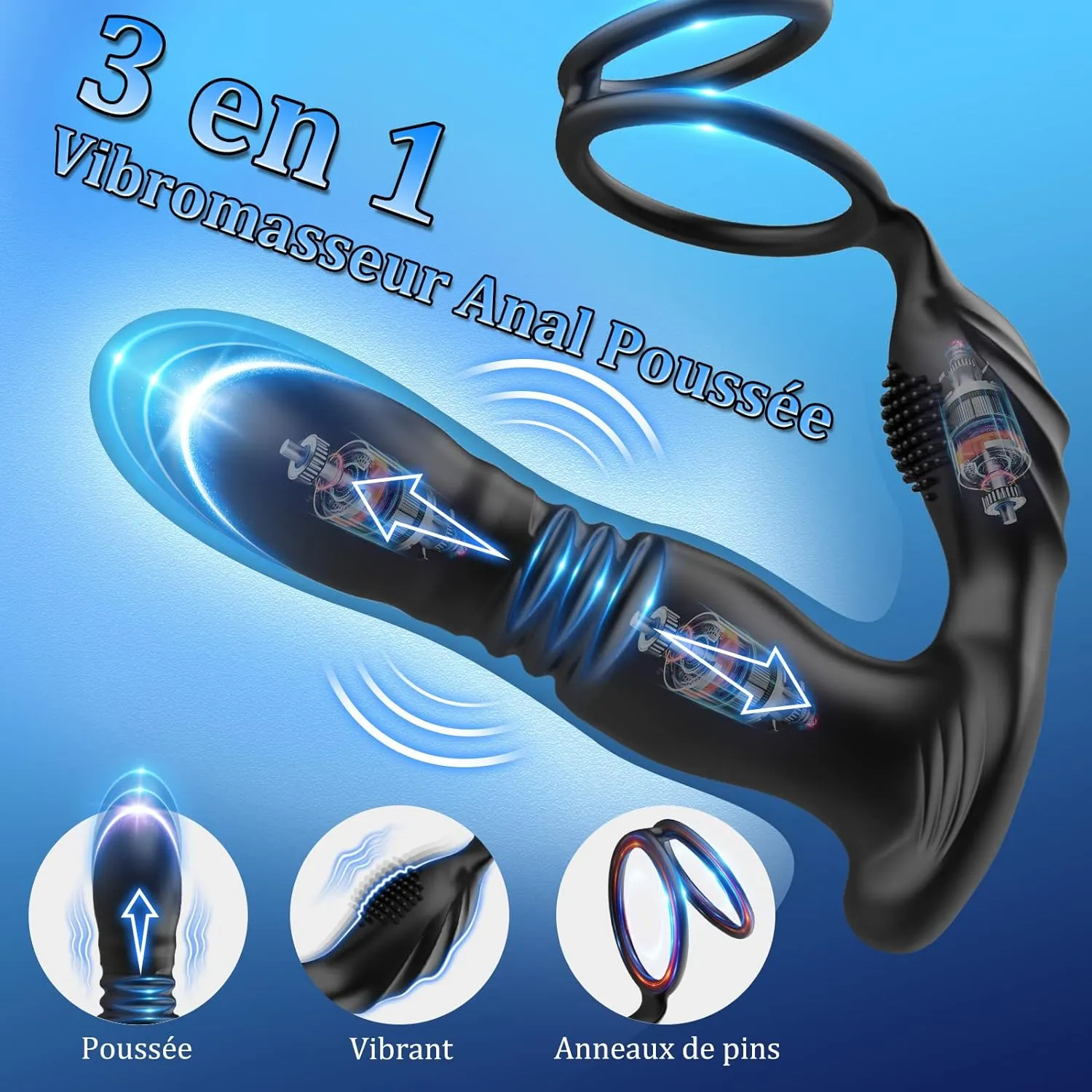 Lust - Prostate Massager with Penis Ring. Anal Plug Vibrator For All